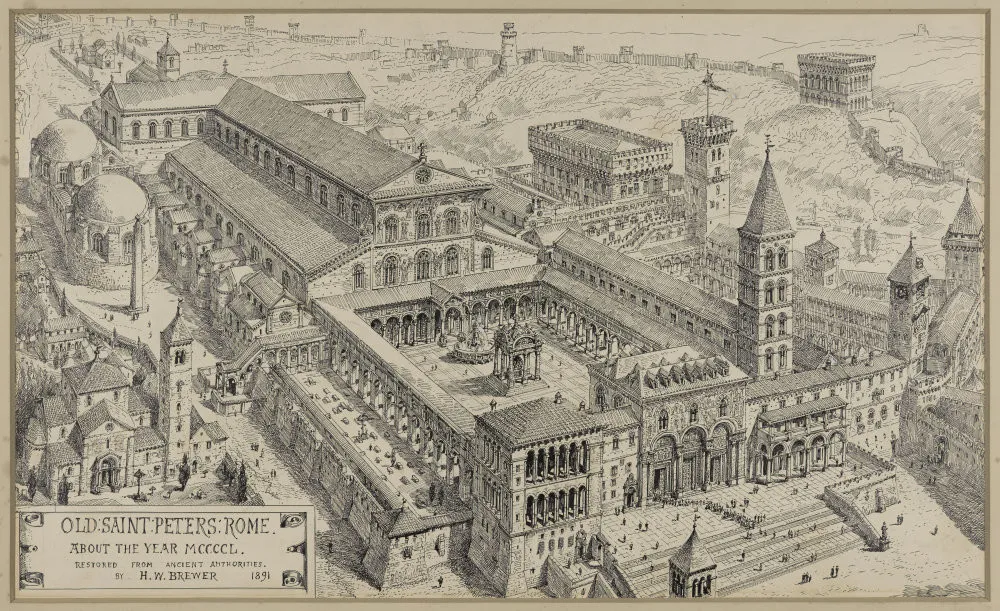 Old St Peter's Basilica begun historical image 1